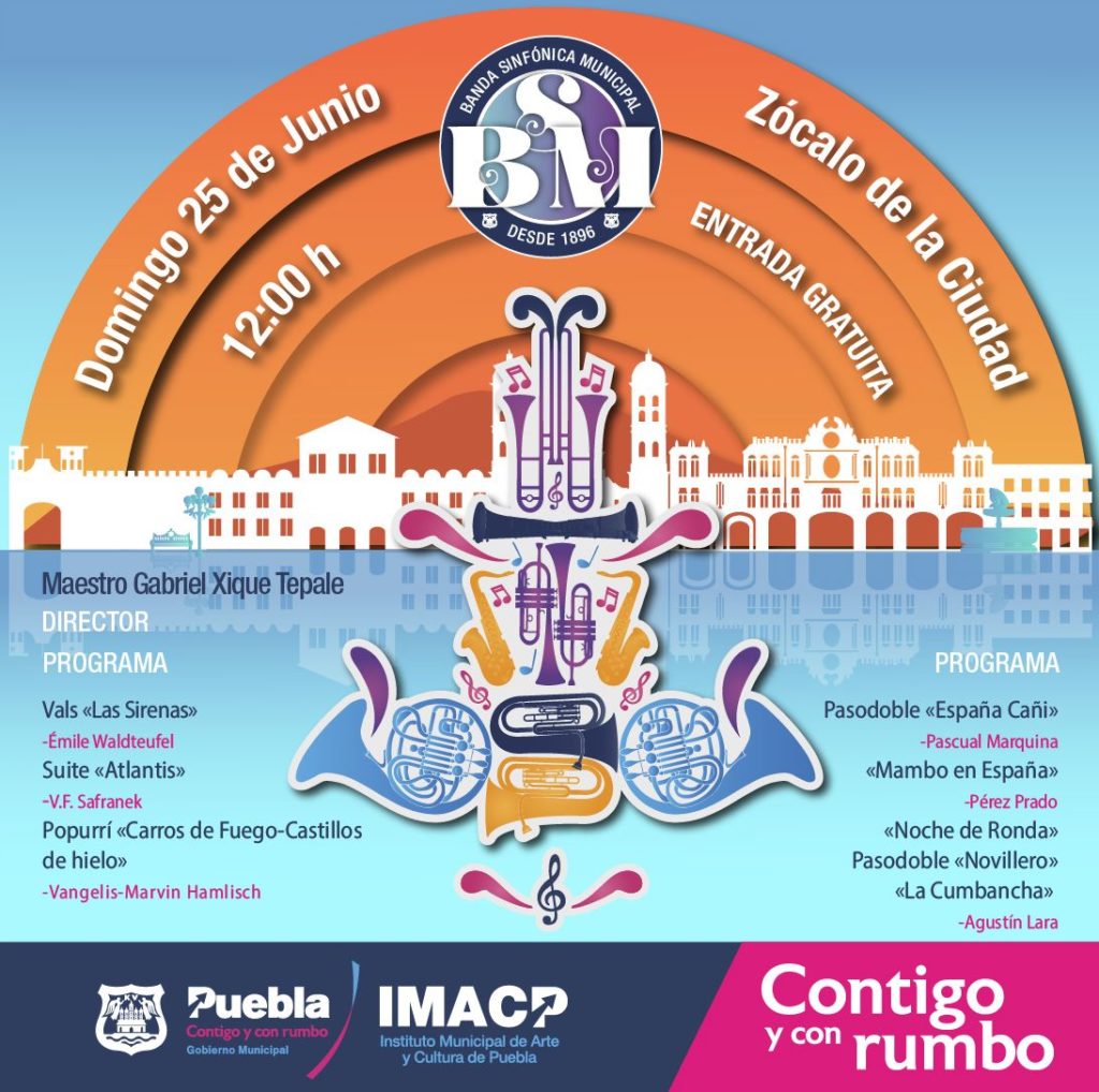 El Ayuntamiento de Puebla, a través del Instituto Municipal de Arte y Cultura (IMACP), te invita a la Fiesta de la música y a disfrutar del fin de semana en familia.