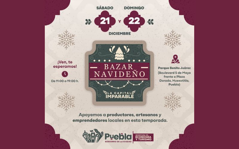 Ayuntamiento de Puebla invita a Bazar Navideño de la Capital Imparable 2024